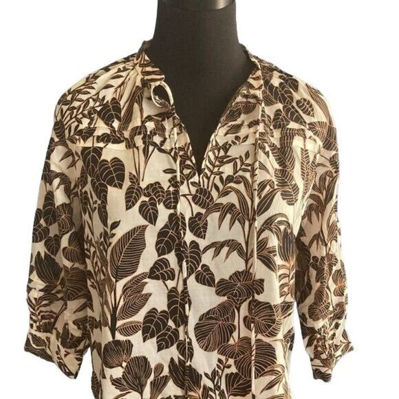 NWT Leaf Motif Travel Blouse by Ann Taylor, Suze XS - Picture 7 of 10